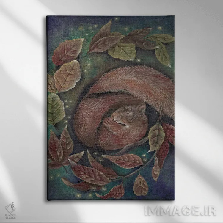 تابلو دکوراتیو سنجاب خیال پرداز اثر ورنا وایلد - نمای روبهرو روی دیوار