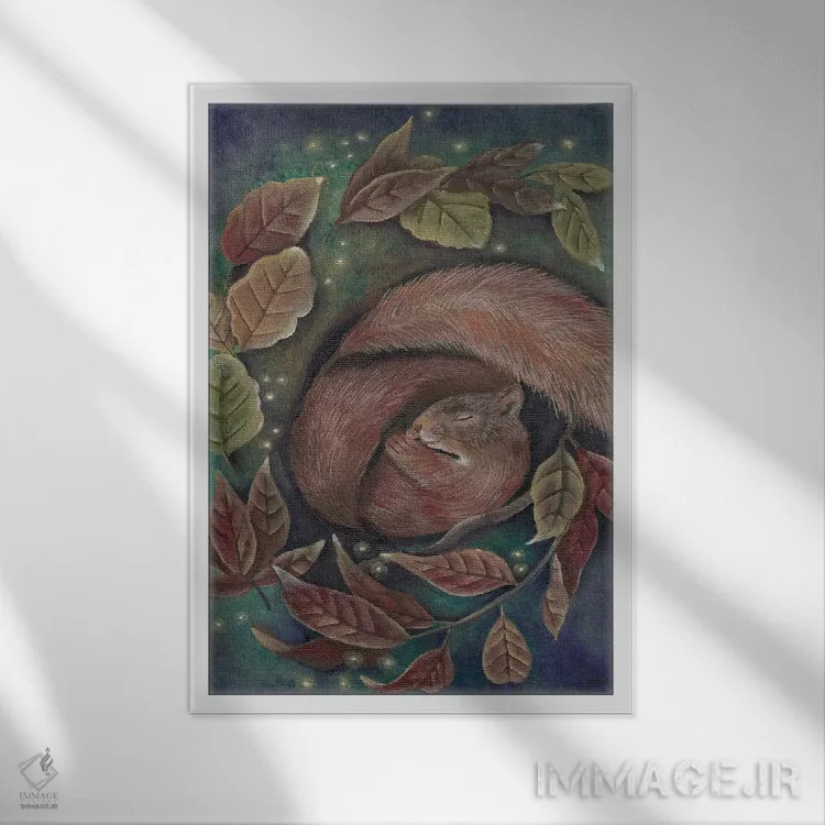 تابلو دکوراتیو سنجاب خیال پرداز اثر ورنا وایلد - نمای قابدار سفید
