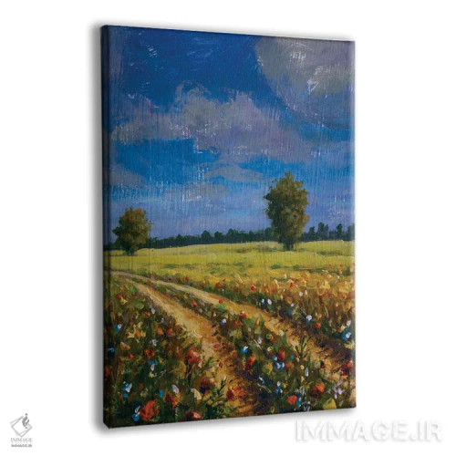 تابلو دکوراتیو جاده ای در مزرعه گل زرد اثر والری ریباکوف - نمای پرسپکتیو محصول