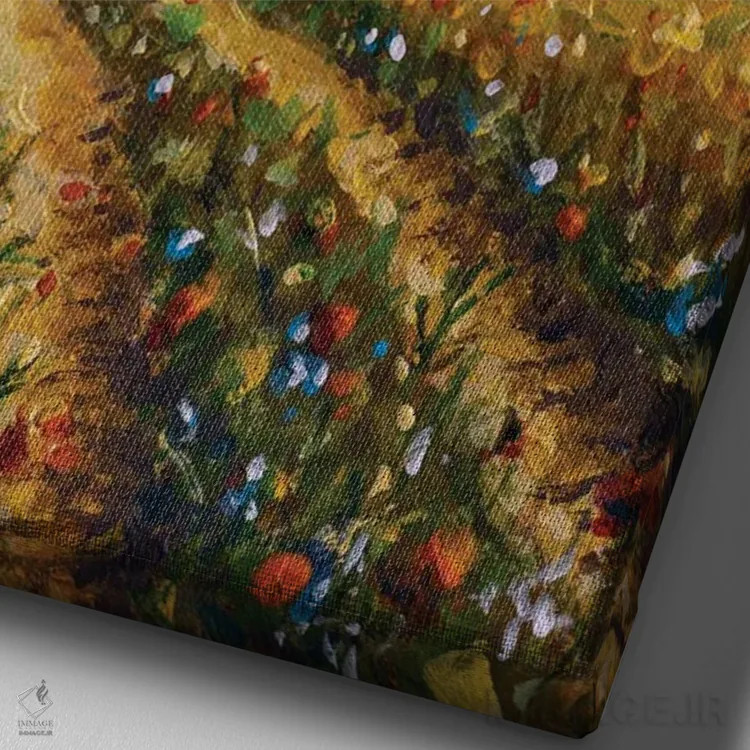 تابلو دکوراتیو جاده ای در مزرعه گل زرد اثر والری ریباکوف - نمای نزدیک بافت بوم
