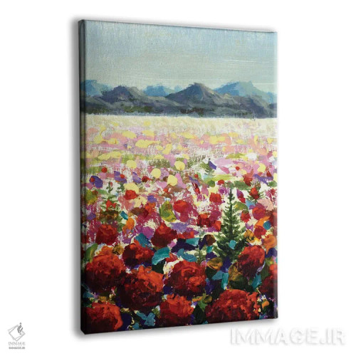تابلو دکوراتیو چمنزارهای آلپی، شقایق خودرو قرمز در کوهستان اثر والری ریباکوف - نمای پرسپکتیو محصول