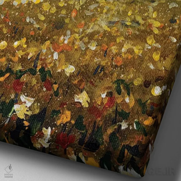 تابلو انتزاعی Field Of Wildflowers Near The Forest.,منظره گل دار تابستان… اثر والری ریباکوف - نمای نزدیک بافت بوم