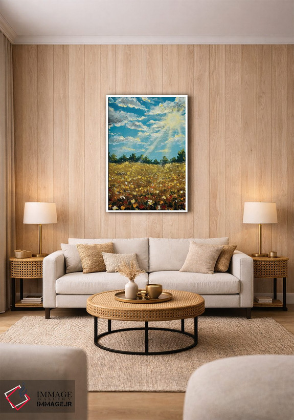 تابلو انتزاعی Field Of Wildflowers Near The Forest.,منظره گل دار تابستان… اثر والری ریباکوف - D1W