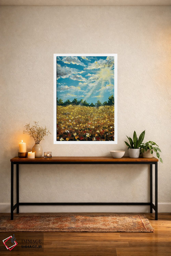 تابلو انتزاعی Field Of Wildflowers Near The Forest.,منظره گل دار تابستان… اثر والری ریباکوف - D2W