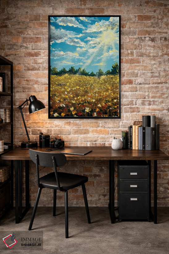 تابلو انتزاعی Field Of Wildflowers Near The Forest.,منظره گل دار تابستان… اثر والری ریباکوف - D4B