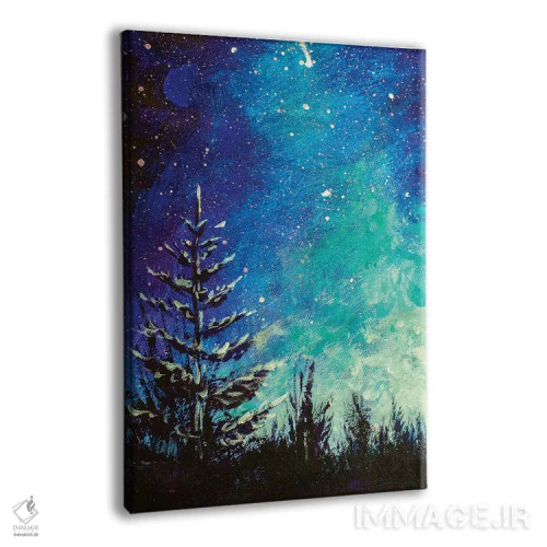 تابلو دکوراتیو درخت کریسمس در شب اثر والری ریباکوف - نمای پرسپکتیو محصول