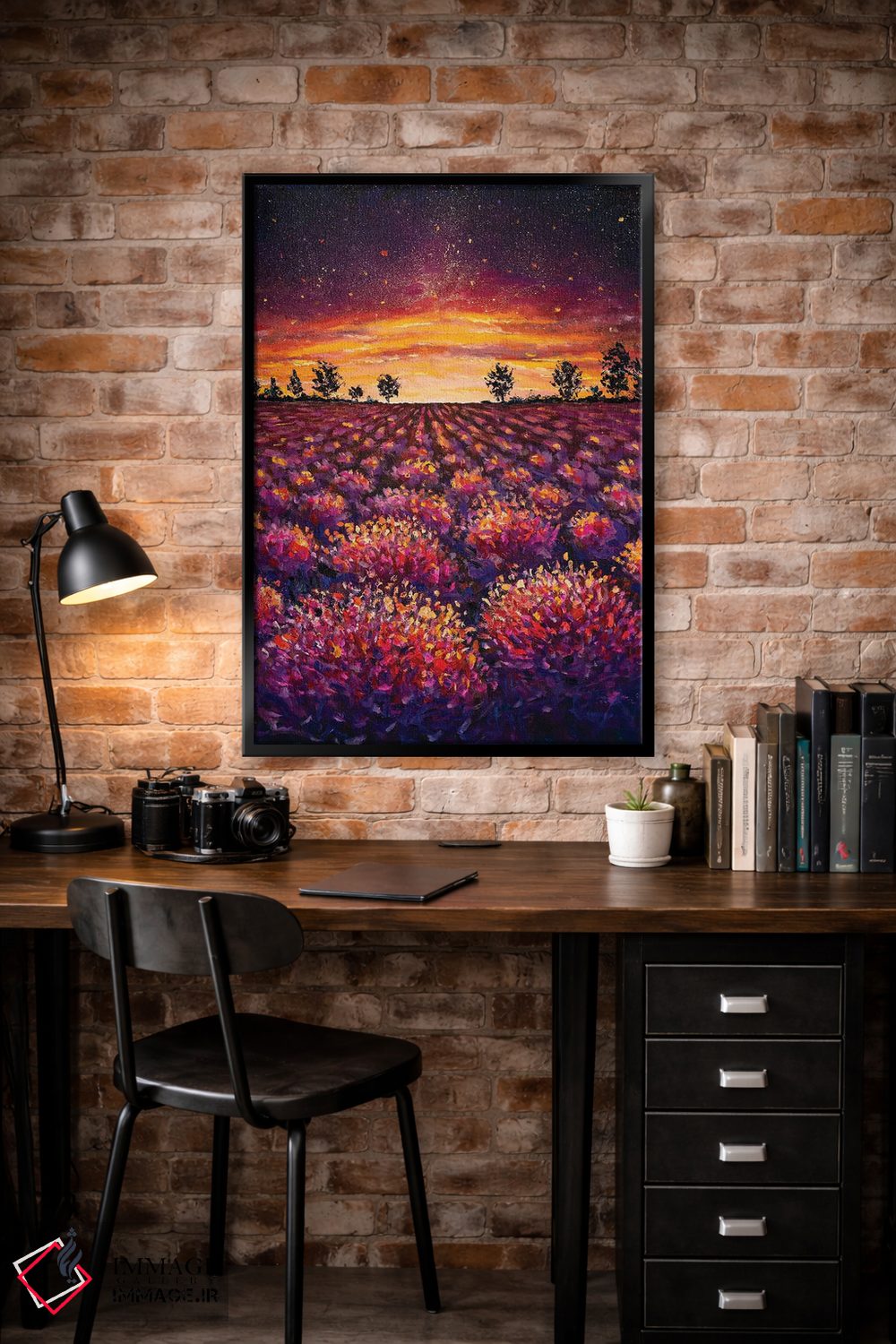 تابلو دکوراتیو Warm Dawn,مزرعه اسطوخودوس، سپیده دم گرم اثر والری ریباکوف - D4B