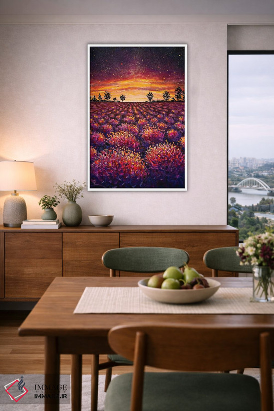 تابلو دکوراتیو Warm Dawn,مزرعه اسطوخودوس، سپیده دم گرم اثر والری ریباکوف - D6W