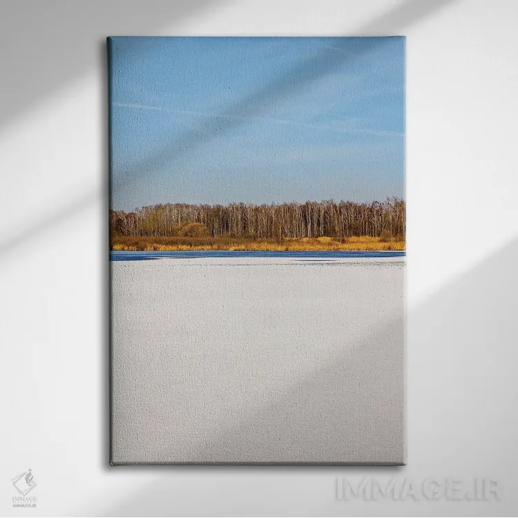 تابلو دکوراتیو Yellow Forest In Distance,آسمان آبی و جنگل زرد در دوردست اثر والری ریباکوف - نمای روبهرو روی دیوار