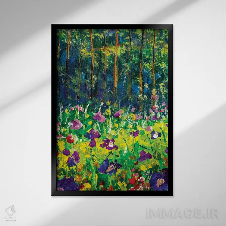 تابلو دکوراتیو چمنزار تابستانی اثر والری ریباکوف - نمای قابدار مشکی