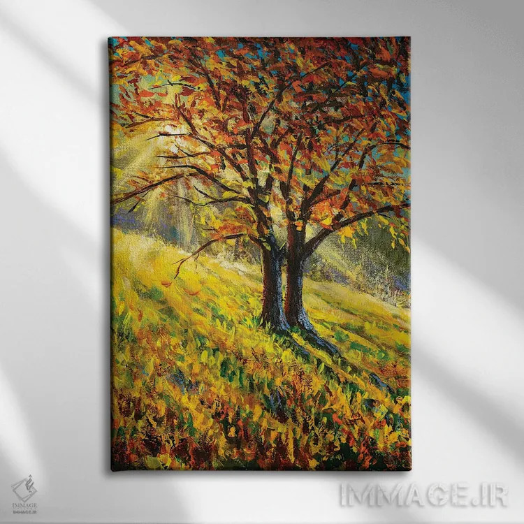 تابلو دکوراتیو منظره پاییزی روشن اثر والری ریباکوف - نمای روبهرو روی دیوار
