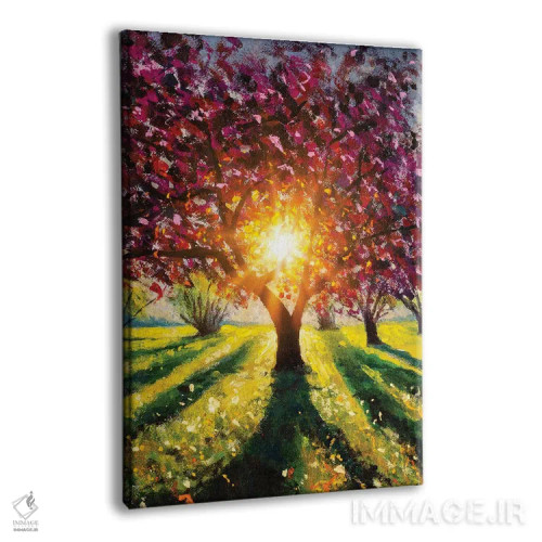 تابلو دکوراتیو Rays Of Sun,درخت ساکورای بنفش شکوفه زده در پرتوهای نور خو… اثر والری ریباکوف - نمای پرسپکتیو محصول