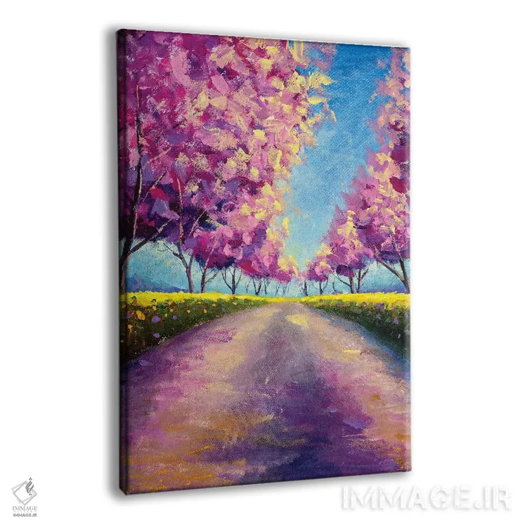 تابلو دکوراتیو کوچه شکوفه زده ساکورای صورتی II اثر والری ریباکوف - نمای پرسپکتیو محصول