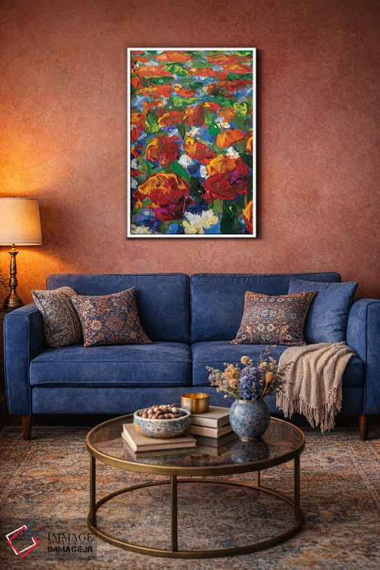 تابلو انتزاعی Yellow Flower, Red Poppies, Roses, Tulips Flowers,نمای نزد… اثر والری ریباکوف - D3W