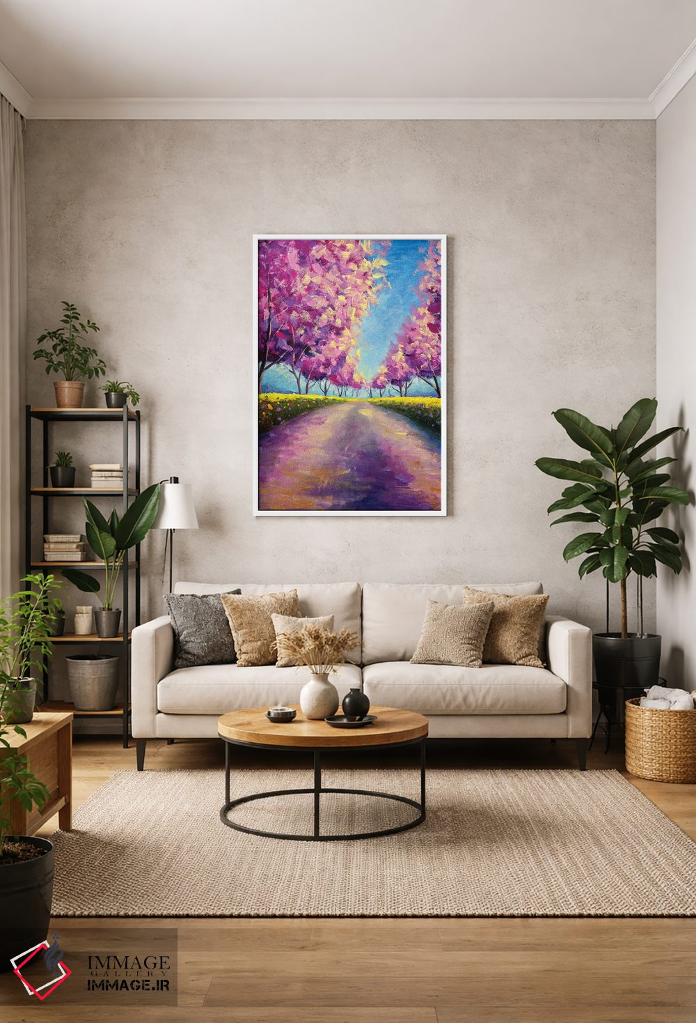 تابلو دکوراتیو کوچه شکوفه زده ساکورای صورتی II اثر والری ریباکوف - D1W