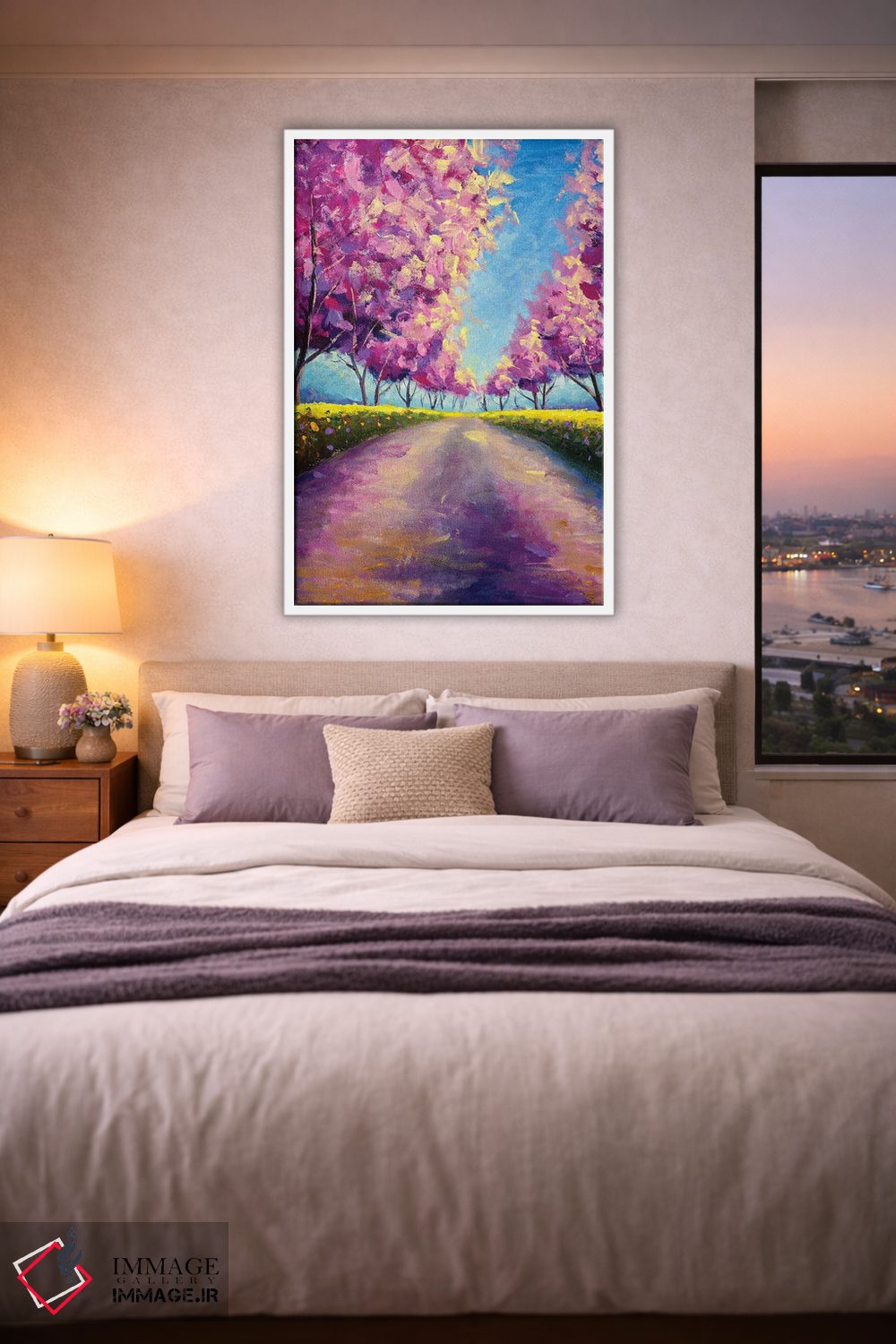 تابلو دکوراتیو کوچه شکوفه زده ساکورای صورتی II اثر والری ریباکوف - D3W