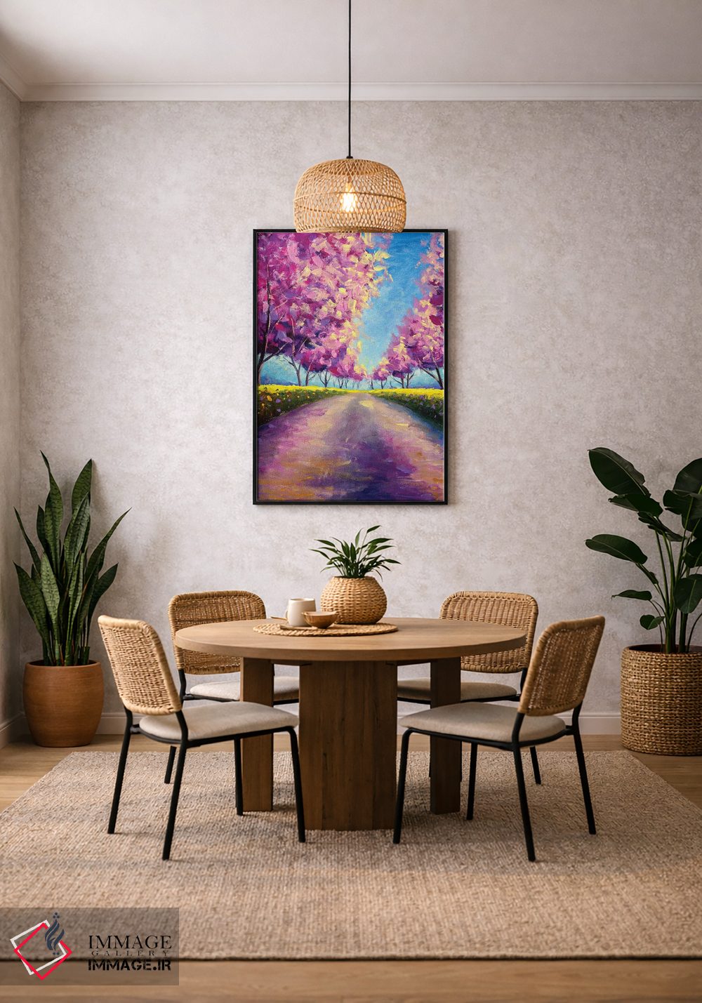 تابلو دکوراتیو کوچه شکوفه زده ساکورای صورتی II اثر والری ریباکوف - D4B