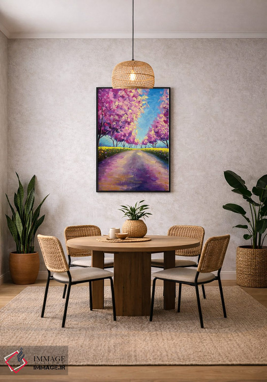 تابلو دکوراتیو کوچه شکوفه زده ساکورای صورتی II اثر والری ریباکوف - D4B