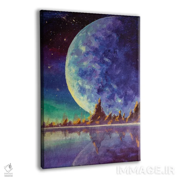 تابلو دکوراتیو Dawn Glow In Sea Ocean Behind Mountains,ماه بزرگ، سیاره ز… اثر والری ریباکوف - نمای پرسپکتیو محصول