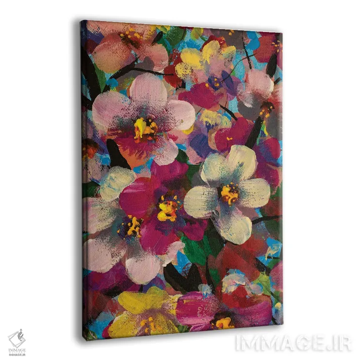 تابلو دکوراتیو Pink And Yellow Flowers,گل های سفید، صورتی و زرد اثر والری ریباکوف - نمای پرسپکتیو محصول
