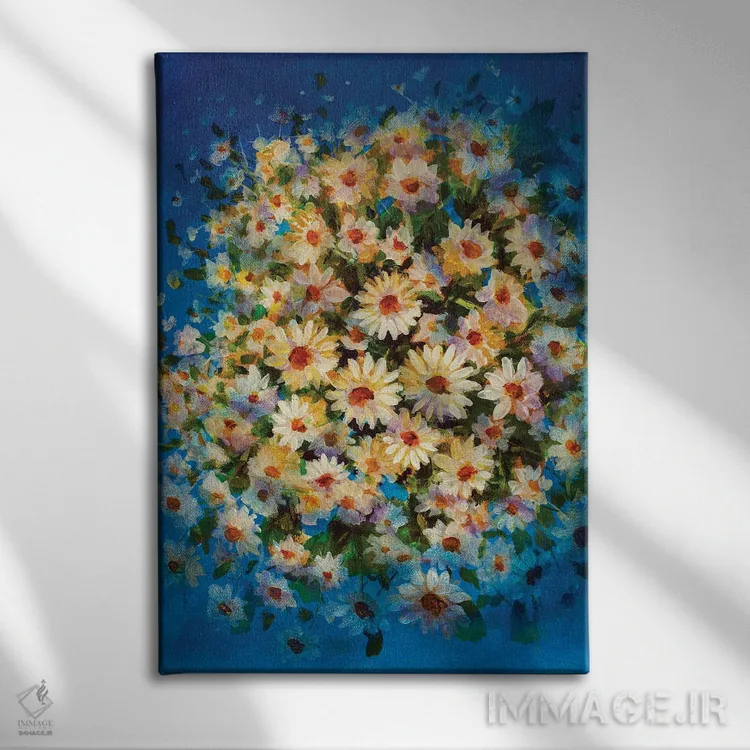 تابلو دکوراتیو چیدمان بابونه اثر والری ریباکوف - نمای روبهرو روی دیوار