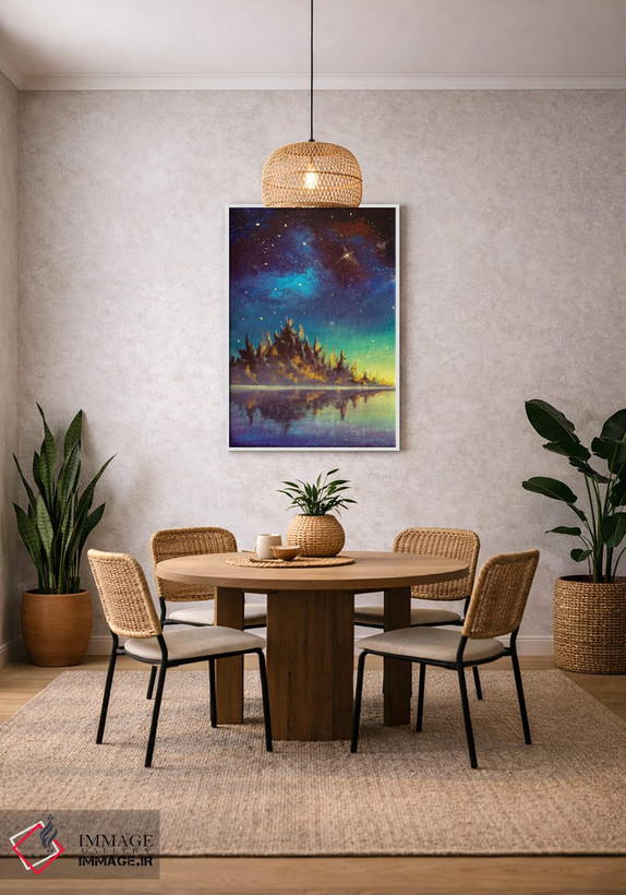 تابلو دکوراتیو Dawn Sunset Over Mountains Sea Water Artwork,آسمان شب پرس… اثر والری ریباکوف - D2W