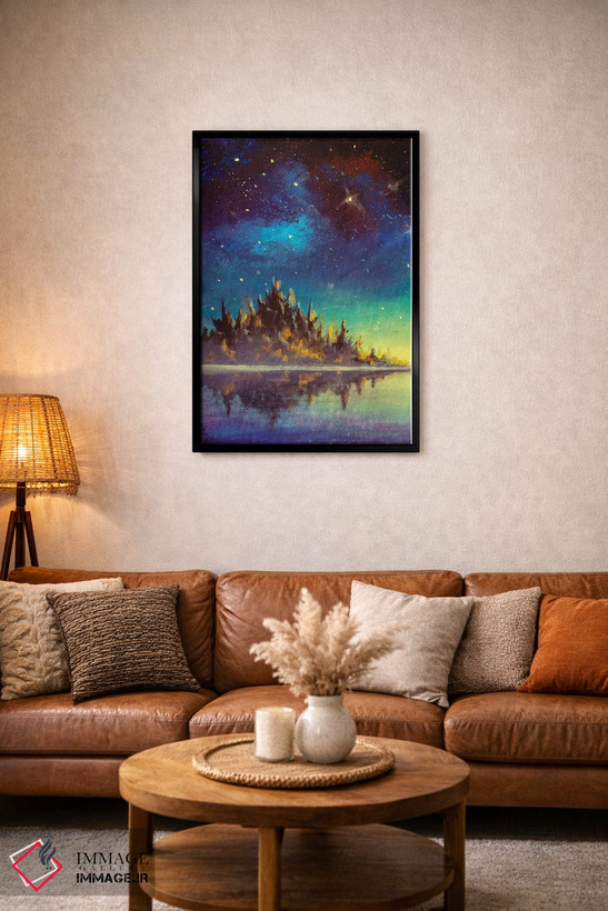 تابلو دکوراتیو Dawn Sunset Over Mountains Sea Water Artwork,آسمان شب پرس… اثر والری ریباکوف - D4B