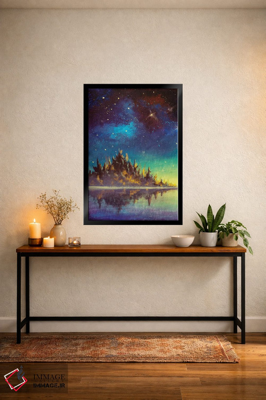 تابلو دکوراتیو Dawn Sunset Over Mountains Sea Water Artwork,آسمان شب پرس… اثر والری ریباکوف - D5B
