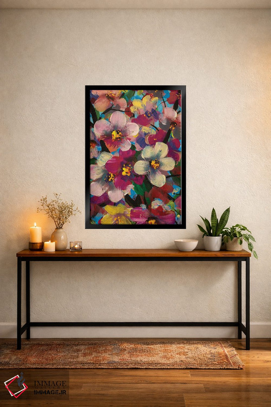 تابلو دکوراتیو Pink And Yellow Flowers,گل های سفید، صورتی و زرد اثر والری ریباکوف - D5B