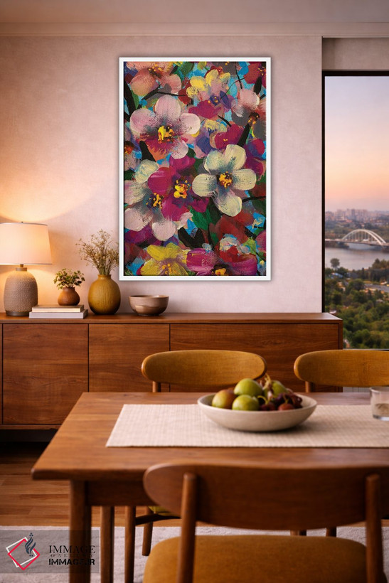 تابلو دکوراتیو Pink And Yellow Flowers,گل های سفید، صورتی و زرد اثر والری ریباکوف - D6W