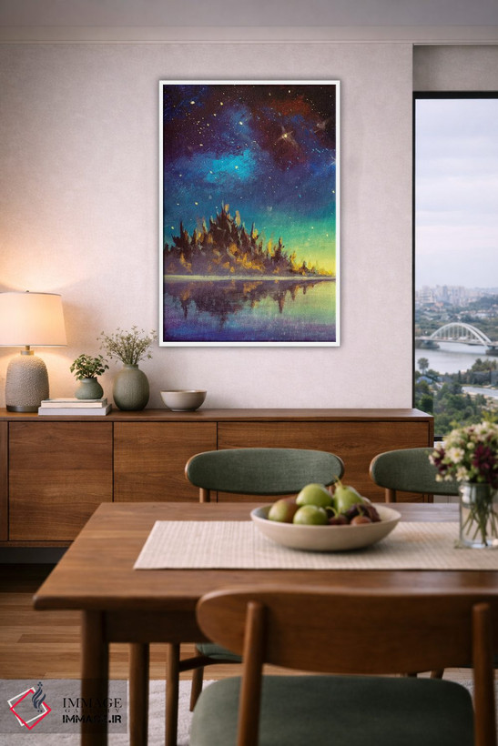 تابلو دکوراتیو Dawn Sunset Over Mountains Sea Water Artwork,آسمان شب پرس… اثر والری ریباکوف - D6W