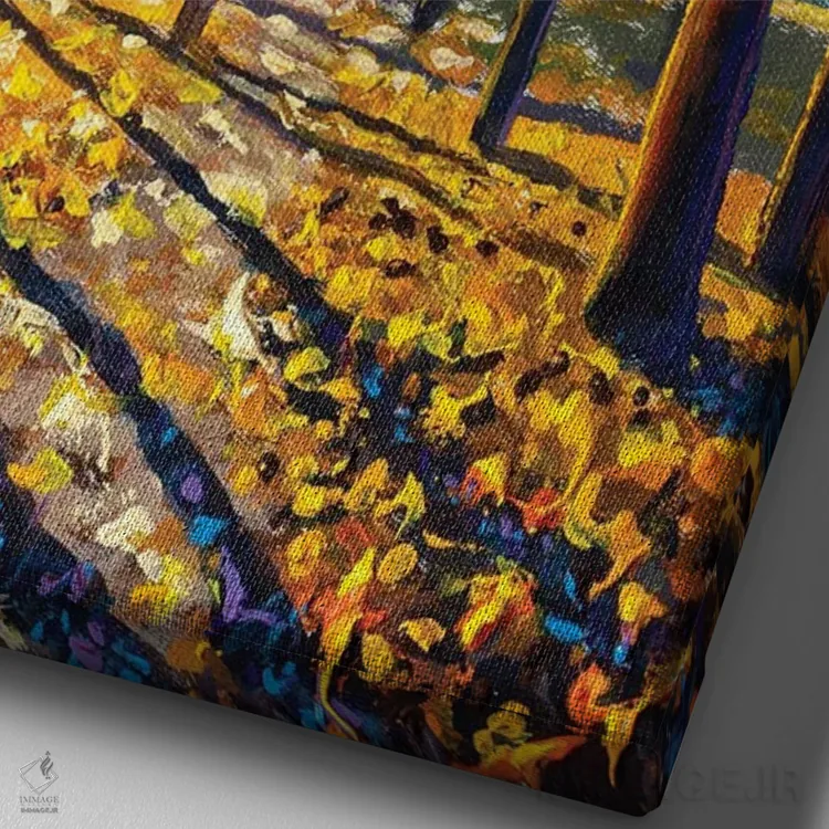 تابلو دکوراتیو Orange Leaves,جنگل پاییزی با برگ های نارنجی اثر والری ریباکوف - نمای نزدیک بافت بوم