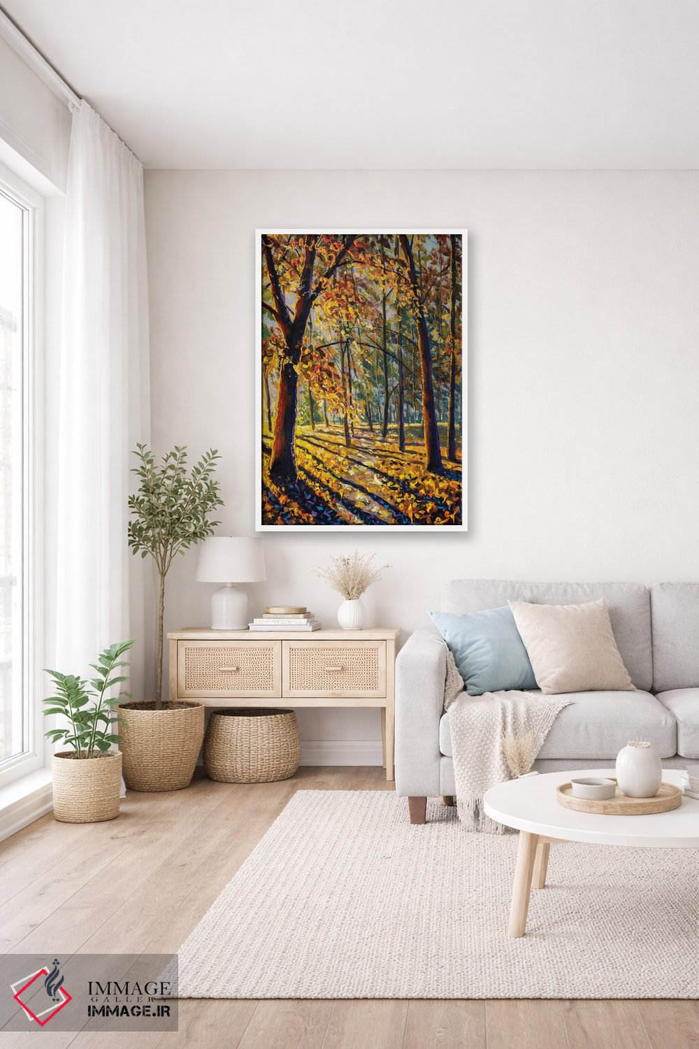 تابلو دکوراتیو Orange Leaves,جنگل پاییزی با برگ های نارنجی اثر والری ریباکوف - D2W