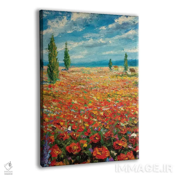تابلو دکوراتیو منظره گل های قرمز اثر والری ریباکوف - نمای پرسپکتیو محصول