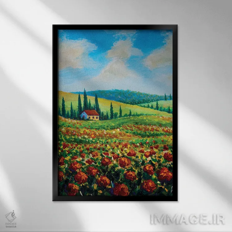 تابلو انتزاعی Italy,مزرعه کشاورزی در توسکانی، ایتالیا اثر والری ریباکوف - نمای قابدار مشکی