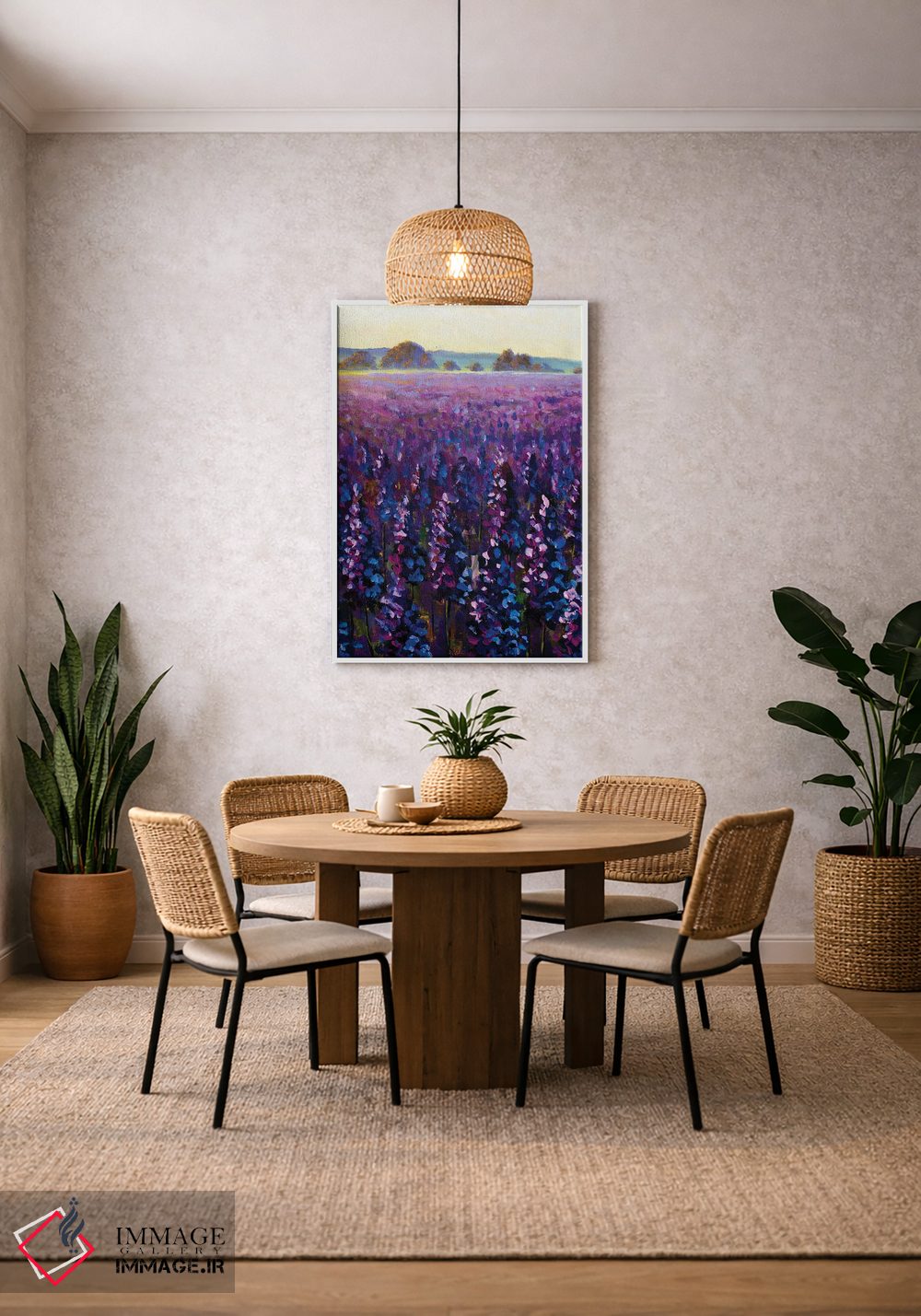 تابلو دکوراتیو مزرعه زیبای گل های بنفش اثر والری ریباکوف - D3W