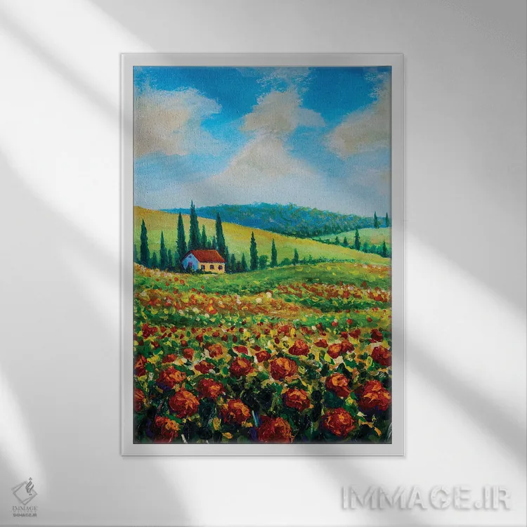 تابلو انتزاعی Italy,مزرعه کشاورزی در توسکانی، ایتالیا اثر والری ریباکوف - نمای قابدار سفید