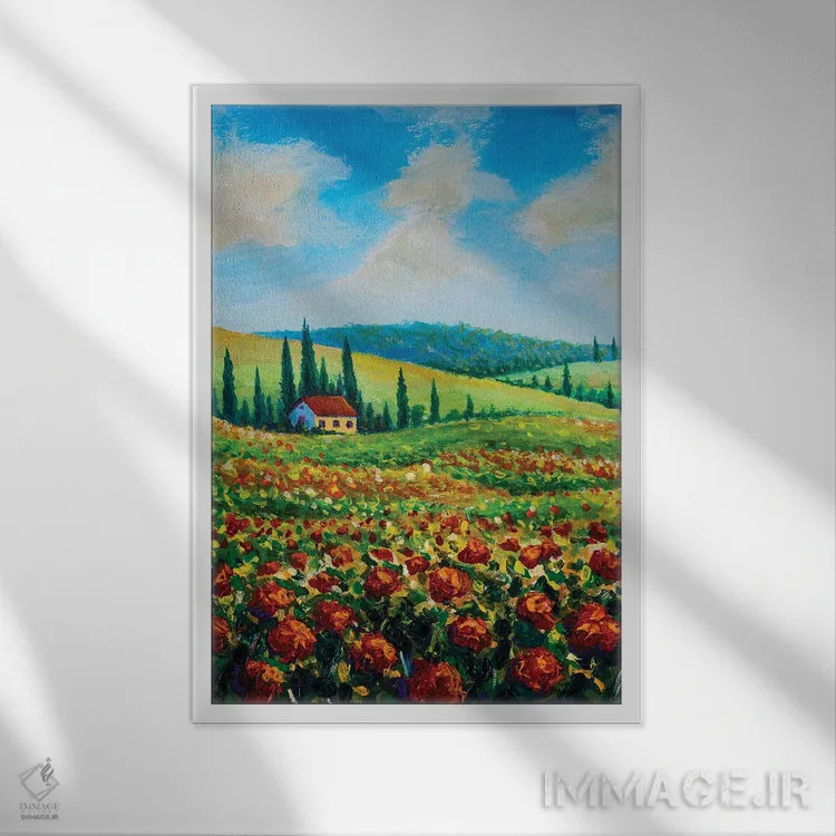 تابلو انتزاعی Italy,مزرعه کشاورزی در توسکانی، ایتالیا اثر والری ریباکوف - نمای قابدار سفید