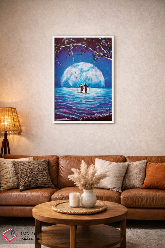 تابلو دکوراتیو ماه بزرگ برای عاشقان اثر والری ریباکوف - D4W