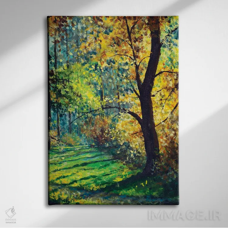 تابلو دکوراتیو Beautiful Sun In Trees,جنگل آفتابی؛ نور زیبای خورشید در م… اثر والری ریباکوف - نمای روبهرو روی دیوار