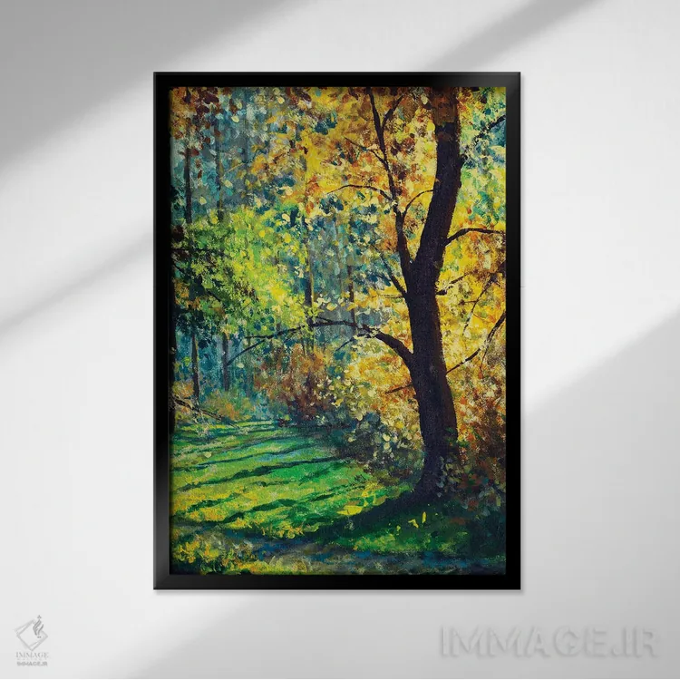 تابلو دکوراتیو Beautiful Sun In Trees,جنگل آفتابی؛ نور زیبای خورشید در م… اثر والری ریباکوف - نمای قابدار مشکی