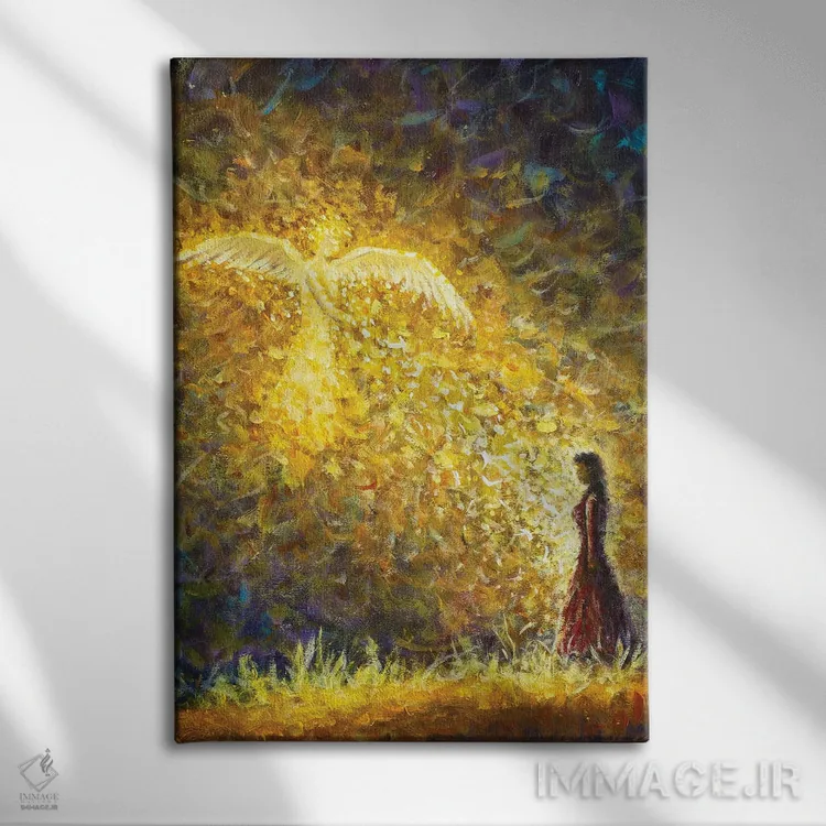 تابلو انتزاعی Angel Gabriel Comes To Mary To Tell Her She's Pregnant Wit… اثر والری ریباکوف - نمای روبهرو روی دیوار