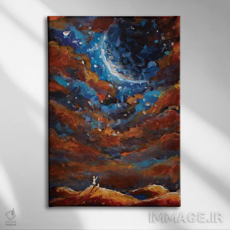 تابلو انتزاعی شاووعوت؛ نزول تورات اثر والری ریباکوف - نمای روبهرو روی دیوار