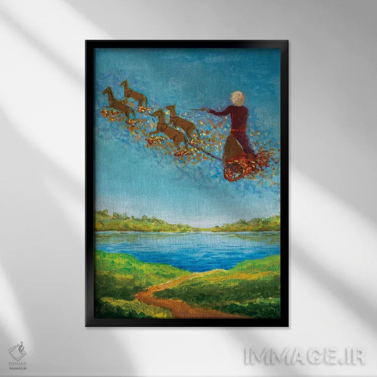 تابلو دکوراتیو عروج حضرت الیاس اثر والری ریباکوف - نمای قابدار مشکی