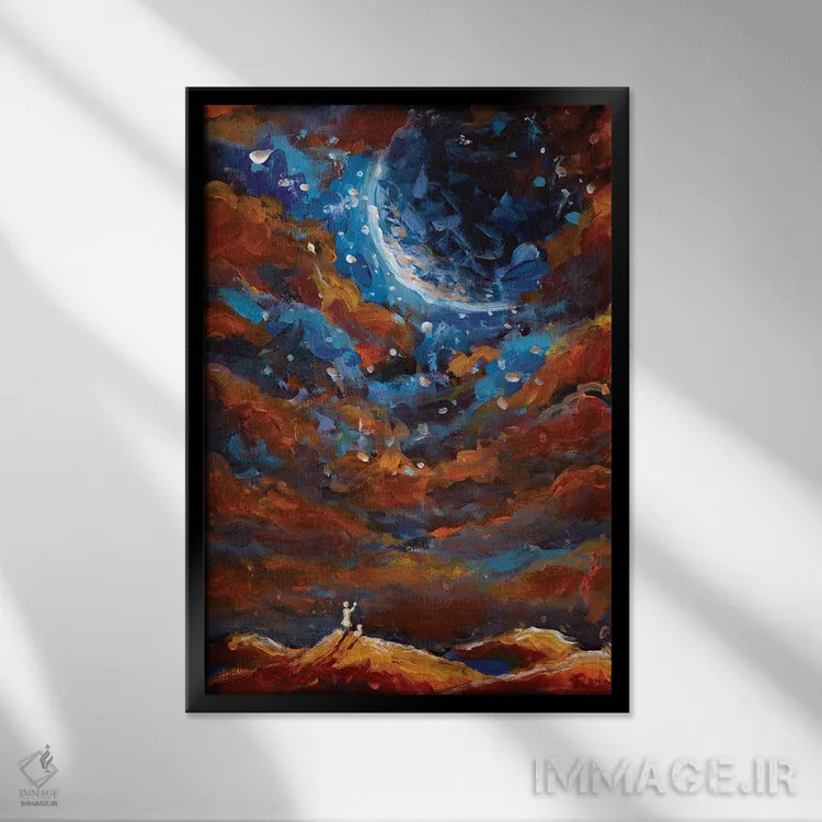 تابلو انتزاعی شاووعوت؛ نزول تورات اثر والری ریباکوف - نمای قابدار مشکی