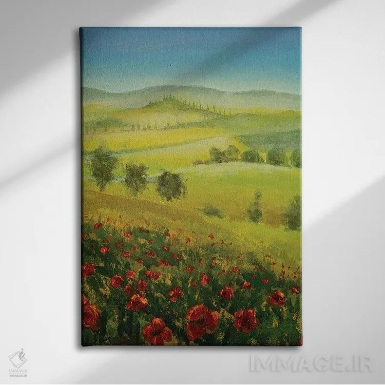 تابلو دکوراتیو صبح زود آفتابی در کنار رودخانه اثر والری ریباکوف - نمای روبهرو روی دیوار