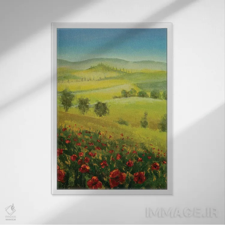 تابلو دکوراتیو صبح زود آفتابی در کنار رودخانه اثر والری ریباکوف - نمای قابدار سفید