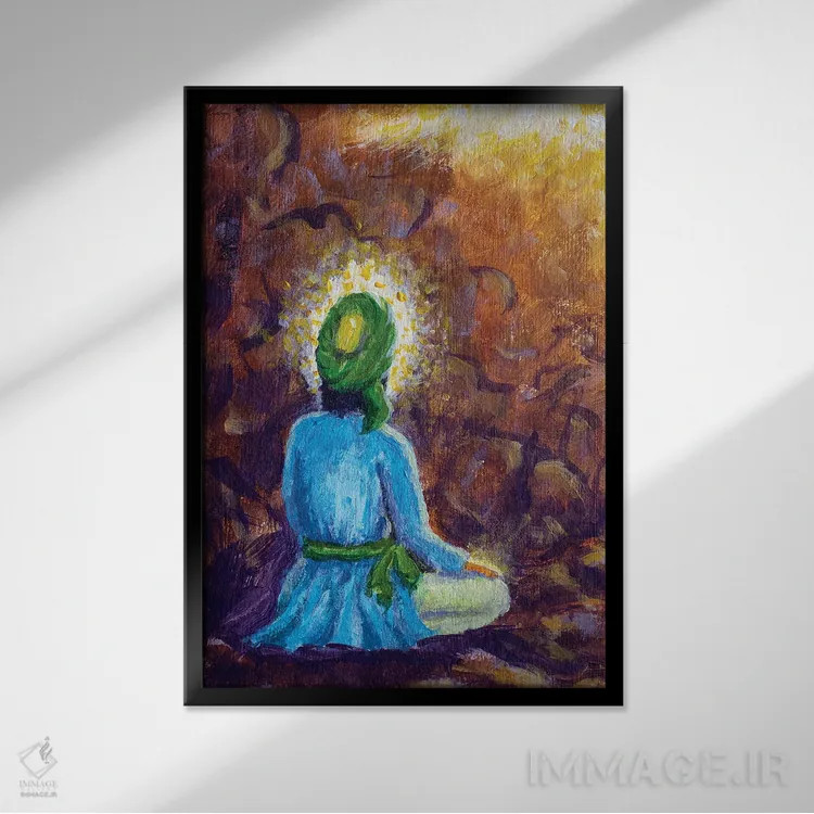 تابلو دکوراتیو مسلمان عرب در حال مدیتیشن اثر والری ریباکوف - نمای قابدار مشکی