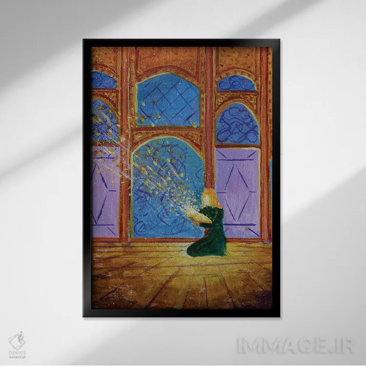 تابلو دکوراتیو تولد پیامبر اثر والری ریباکوف - نمای قابدار مشکی