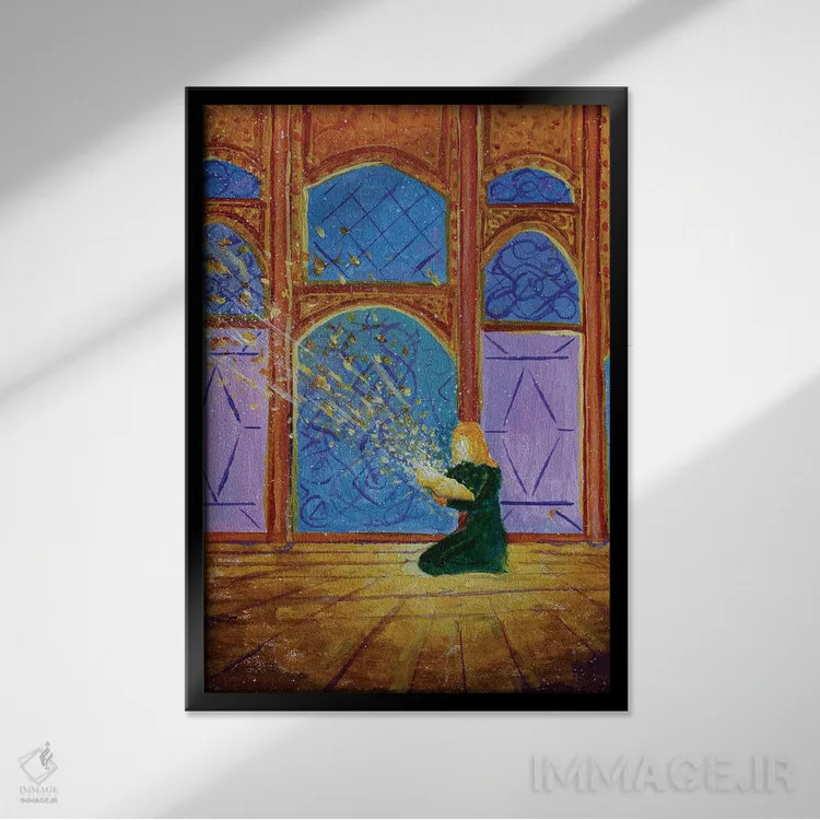 تابلو دکوراتیو تولد پیامبر اثر والری ریباکوف - نمای قابدار مشکی